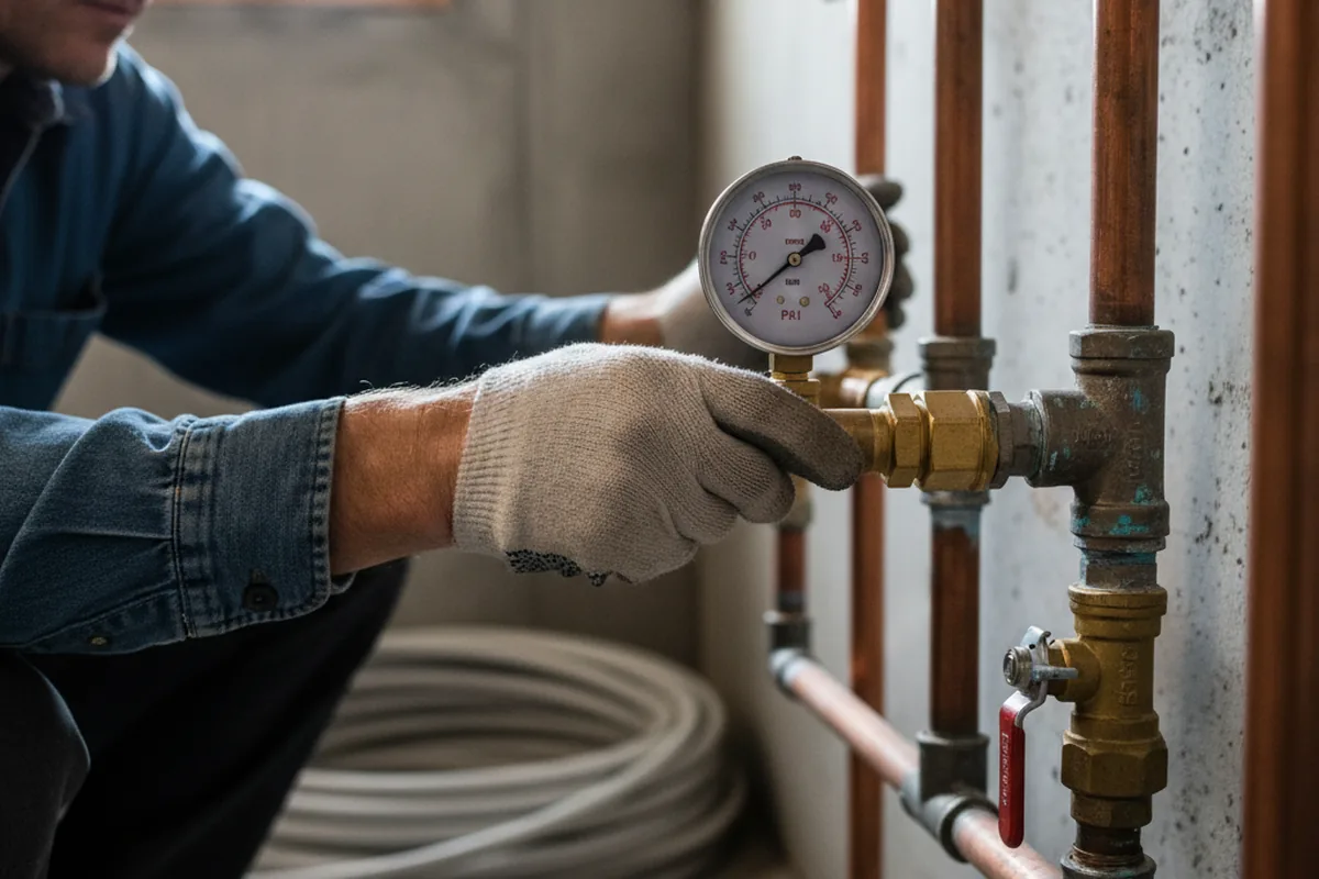 Pressure testing a repaired line during Water Line Repair in Gillham